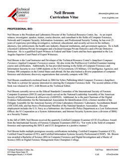 CV for Neil Broom Expert Witness in Computer Forensics Investigations in Kissimmee Florida